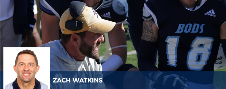 Zach Watkins coaching Washburn football players