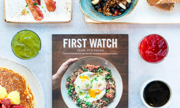 First Watch Topeka menu featuring farm-to-table breakfast and brunch options including avocado toast, fresh juices, and classic brunch dishes