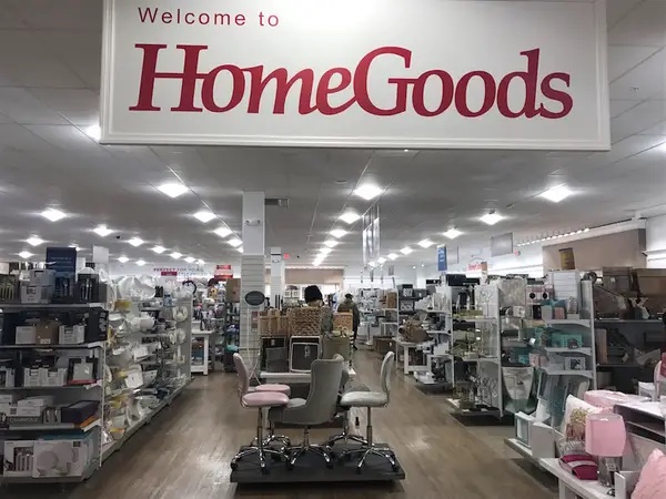 Inside the HomeGoods store in Topeka, showing remodeling progress with partitions creating a smaller, cozier shopping area in the former Bed Bath & Beyond location.