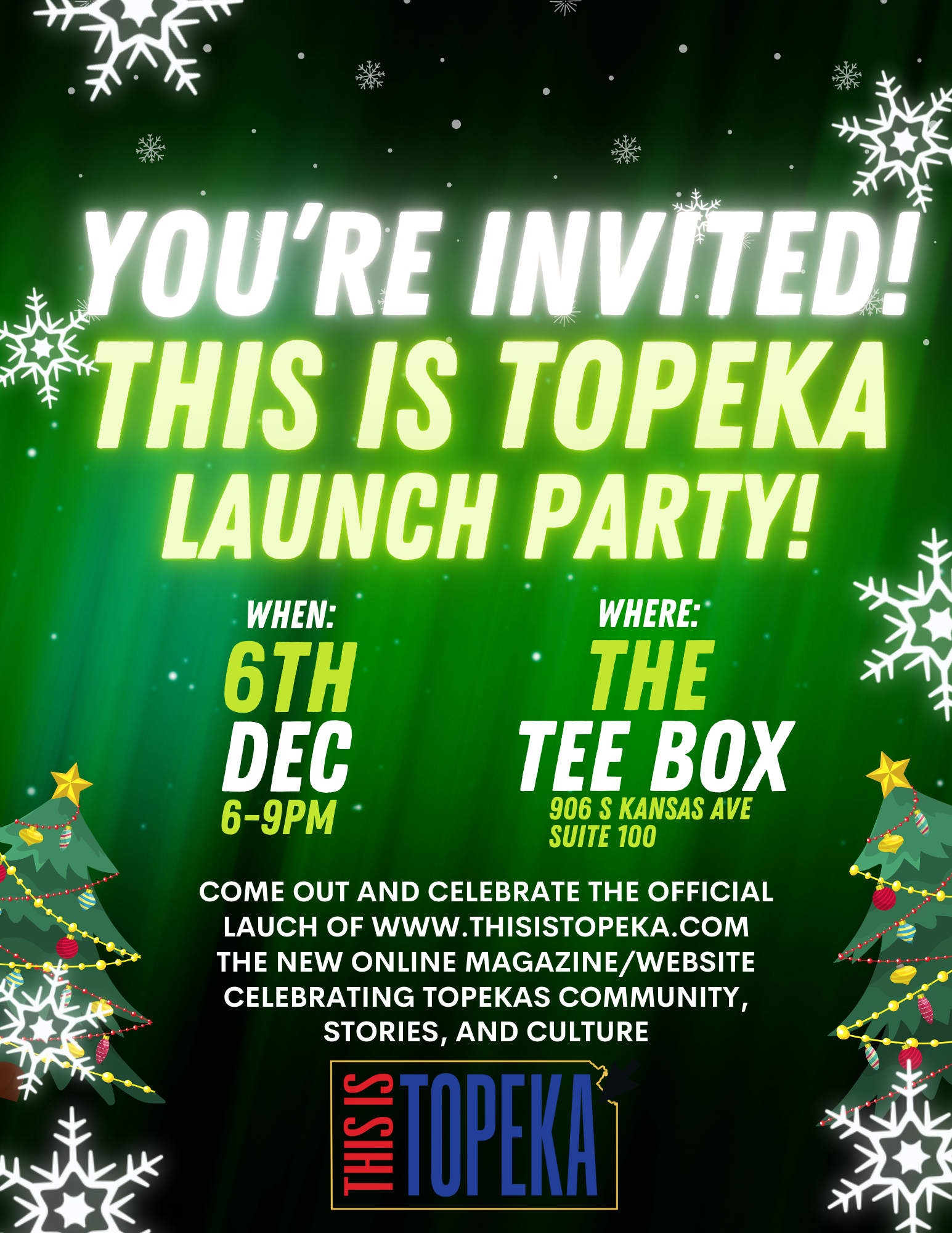 You're invited to the This Is Topeka launch party on December 6th at The Tee Box.